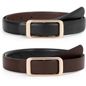 Women Reversible Leather Belt for Pants Jeans Ladies Waist Belt for